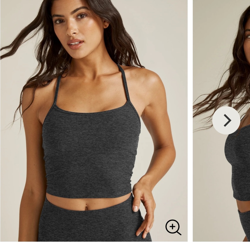 Beyond Yoga Spacedye Slim Racerback Cropped Tank - Heather Grey